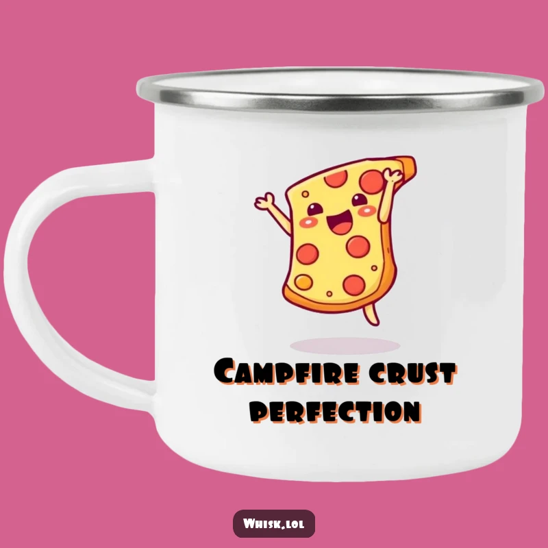 Adventure Funny Pizza Somersault Camping Mug - Cheesy Sips Outdoors, Perfect Funny Gift