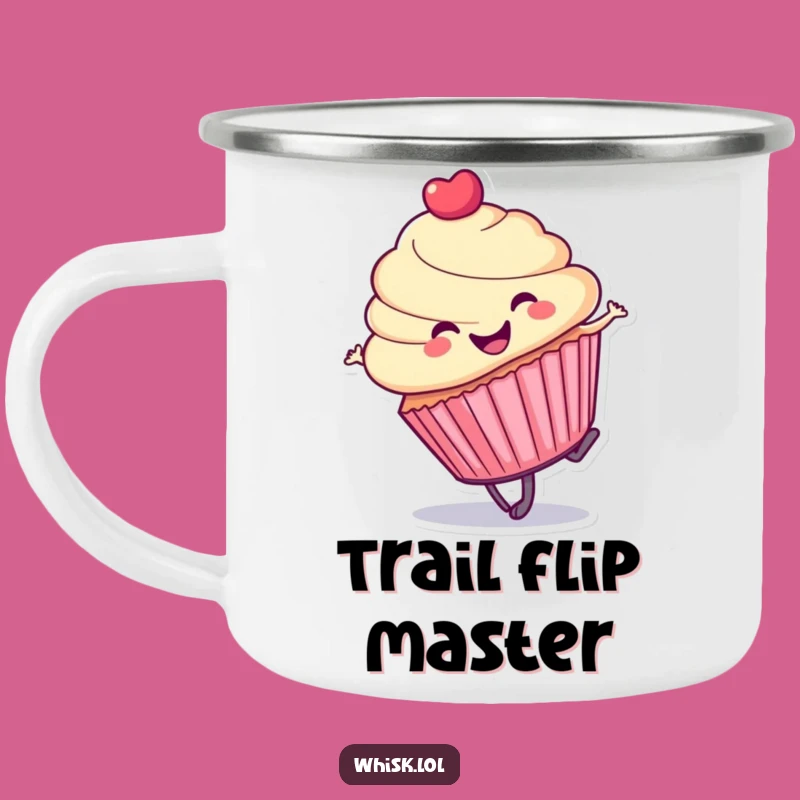 Funny Cupcake Cartwheel Camping Mug: Adventure with Sweet Fun