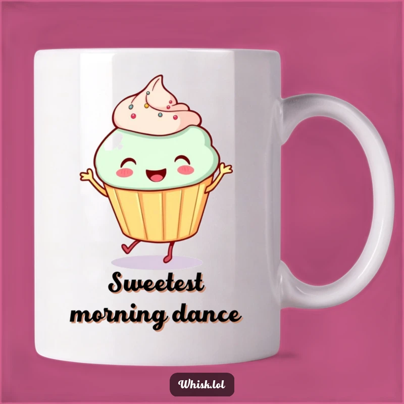 Funny Cupcake Jig Mug: Smiling Treat Dancing, Hilarious Dessert Art, Perfect Funny Gift