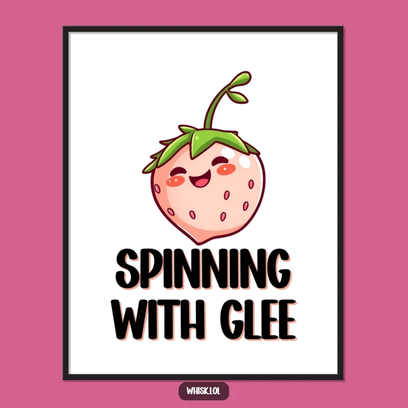 Funny Giggling Strawberry Digital Art - Instant Joyful Decor, Unique Funny Gift