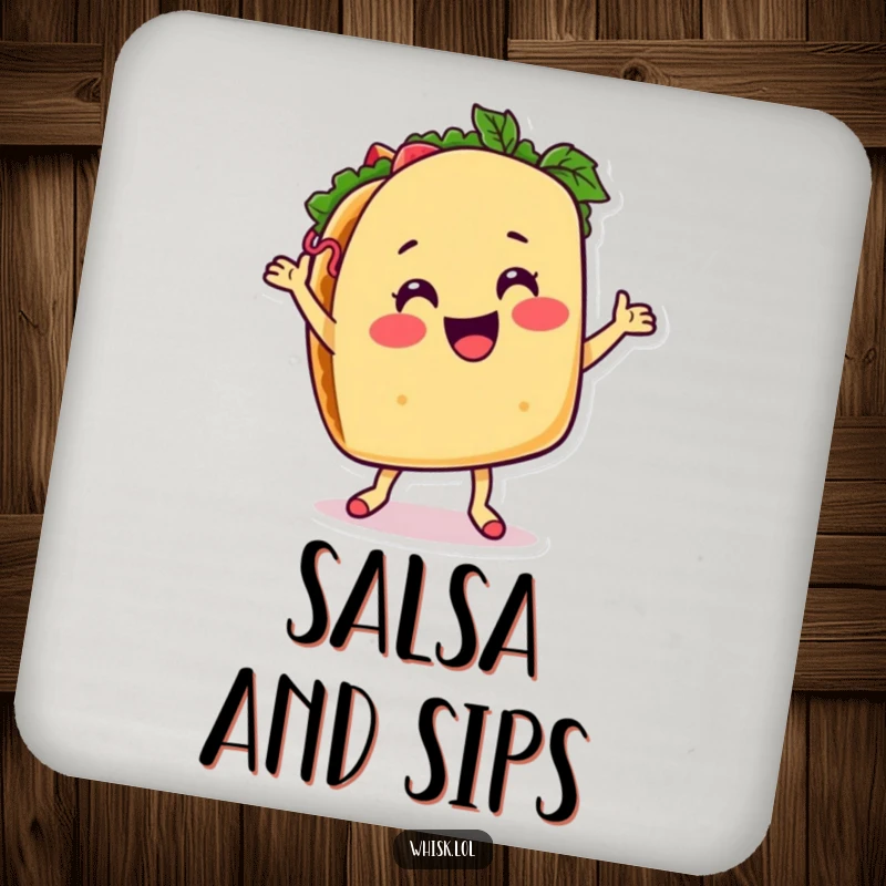 Funny taco coaster, dancing with salsa, a flavorful and humorous guardian for your furniture.