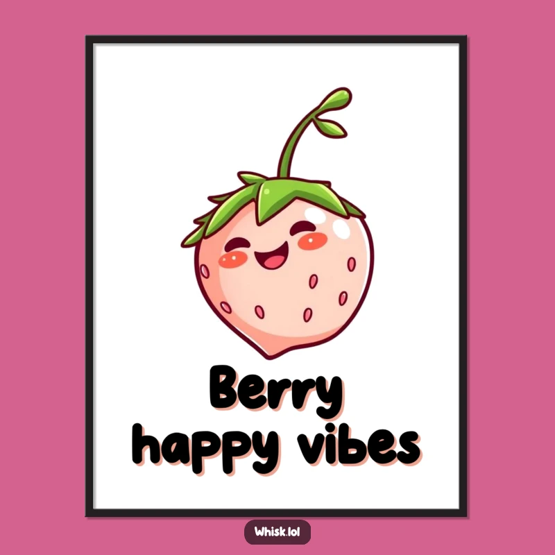 Funny Giggling Strawberry Poster - Joyful Fruit Art, Hilarious Wall Decor Funny Gift