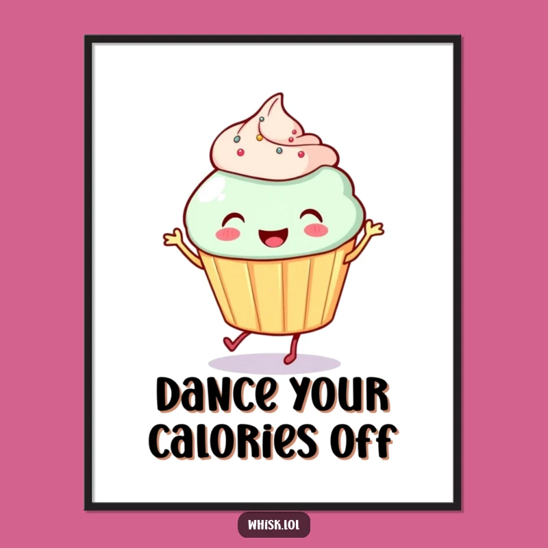 Funny Cupcake Jig Poster: Vibrant Wall Art, Hilarious Dancing Dessert Design, Great Funny Gift