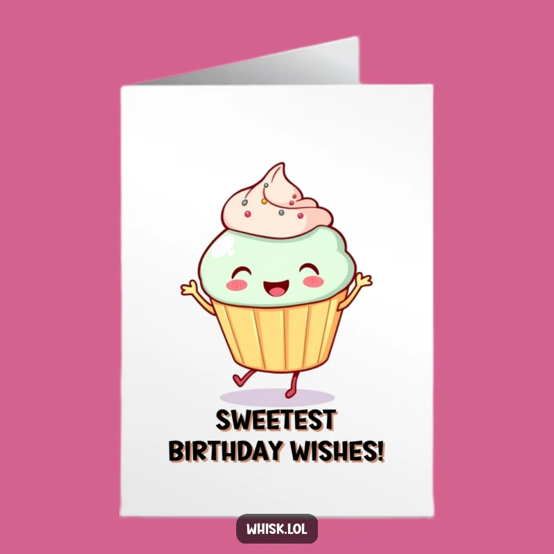 Free Printable Birthday Card: Dancing Cupcake Celebration, Funny Downloadable Gift