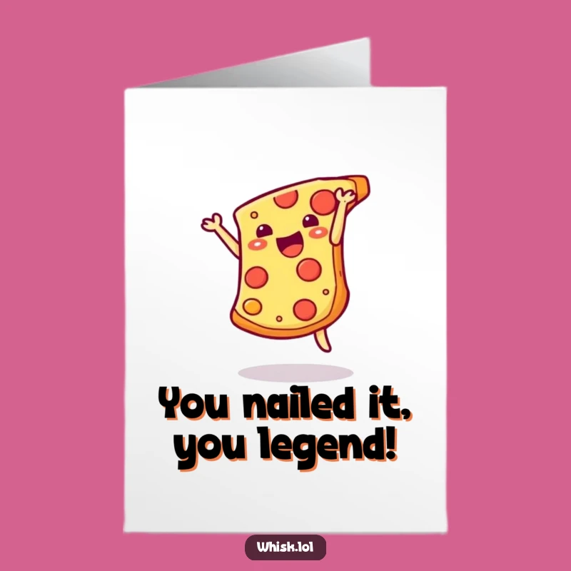 Free Printable Congrats Card: Pizza Somesault, Cheesy Celebration Downloadable Gift