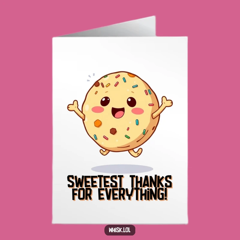 Free Printable Thank You Card: Bouncing Cookie Expressing Gratitude Downloadable Gift