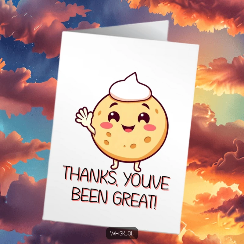 Funny Free Printable Cookie Thank You Card: A jolly cookie character with frosting happily waving, expressing sweet and sincere thanks.