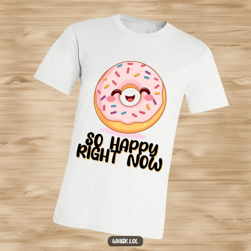 Funny T-Shirt illustrating a gleeful donut with a multitude of wiggling sprinkles, a wearable celebration of joy.